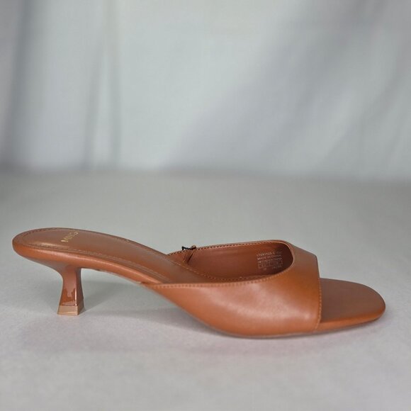 NWT MANGO Women's Kitten Heel Sandals Leather - Picture 2 of 7